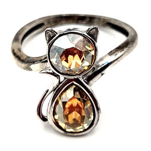 CAT Ring Yellow Citrine 925 Silver JTV Size 6 Sweet and Beautiful